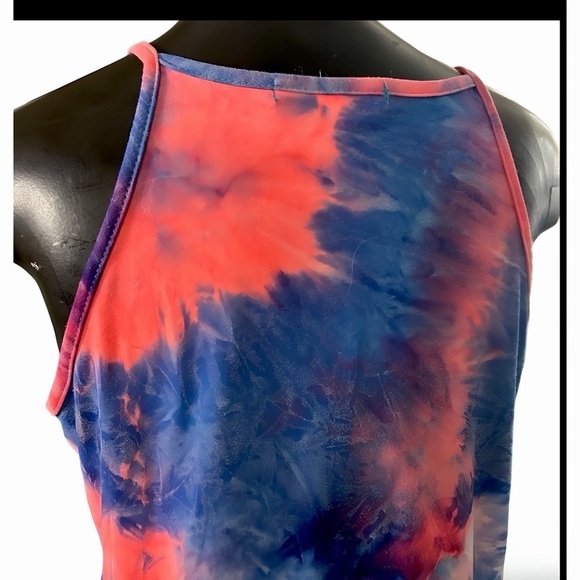 LouKeith Tie Dye Halter Hi Lo Tank Top Multicolor Summer Casual Size Medium - Picture 3 of 5